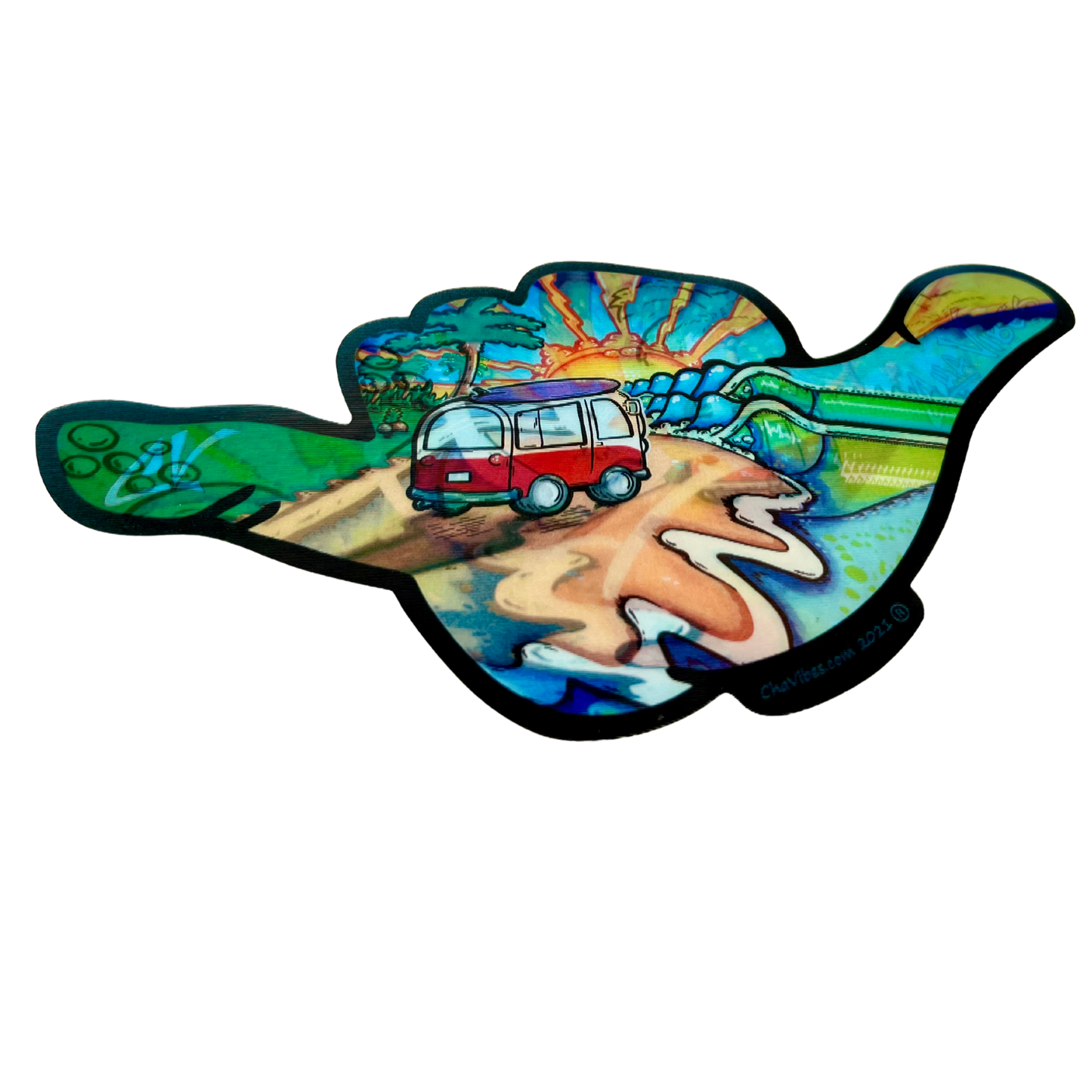 Hippie Van 3D Sticker